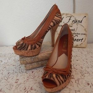 Michael Kors Animal print Peeptoe Heels - size 5.5